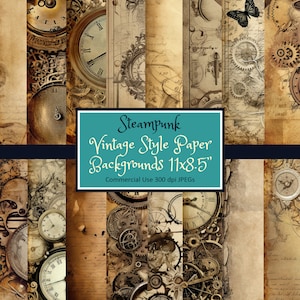 Stef's Vintage Style Steampunk Elements Old Paper Letter Size - JPEG descarga instantánea uso comercial