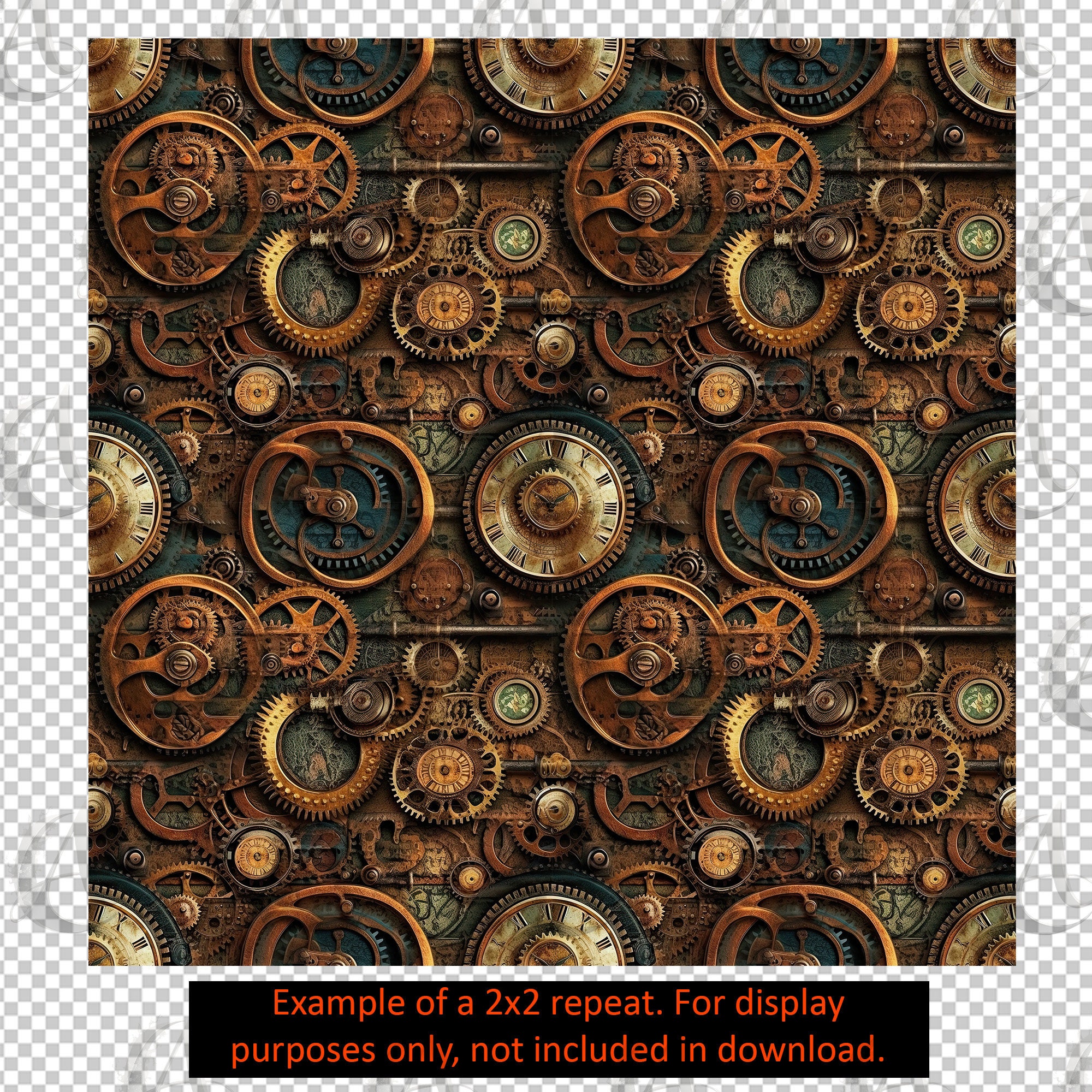 Seamless Steampunk Mechanical Pattern Vintage Tones Backgrounds 12x12 ...