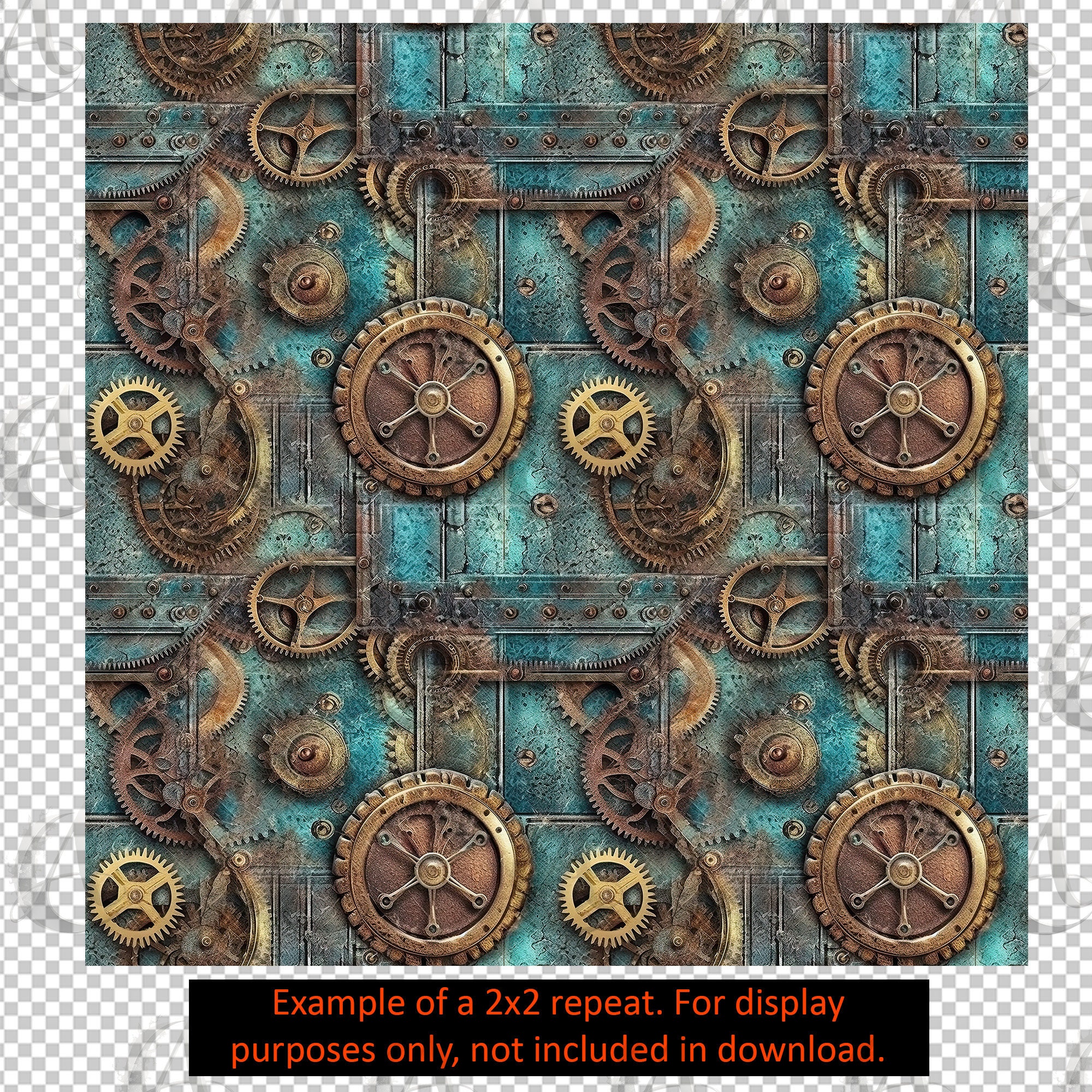 Seamless Steampunk Mechanical Pattern Vintage Tones Backgrounds 12x12 ...