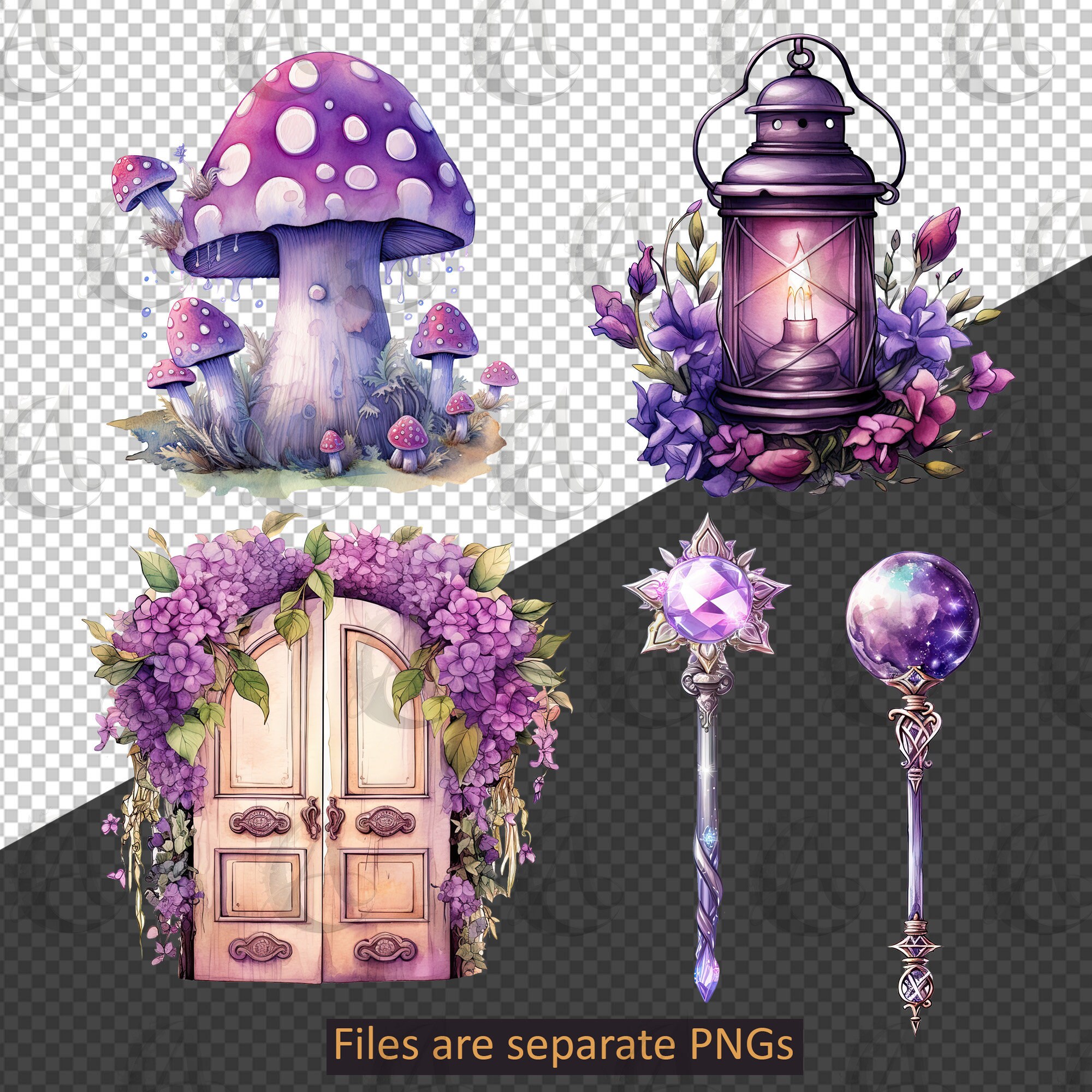 Purple Fairy Collections Clipart Set - PNG Instant Download Commercial ...