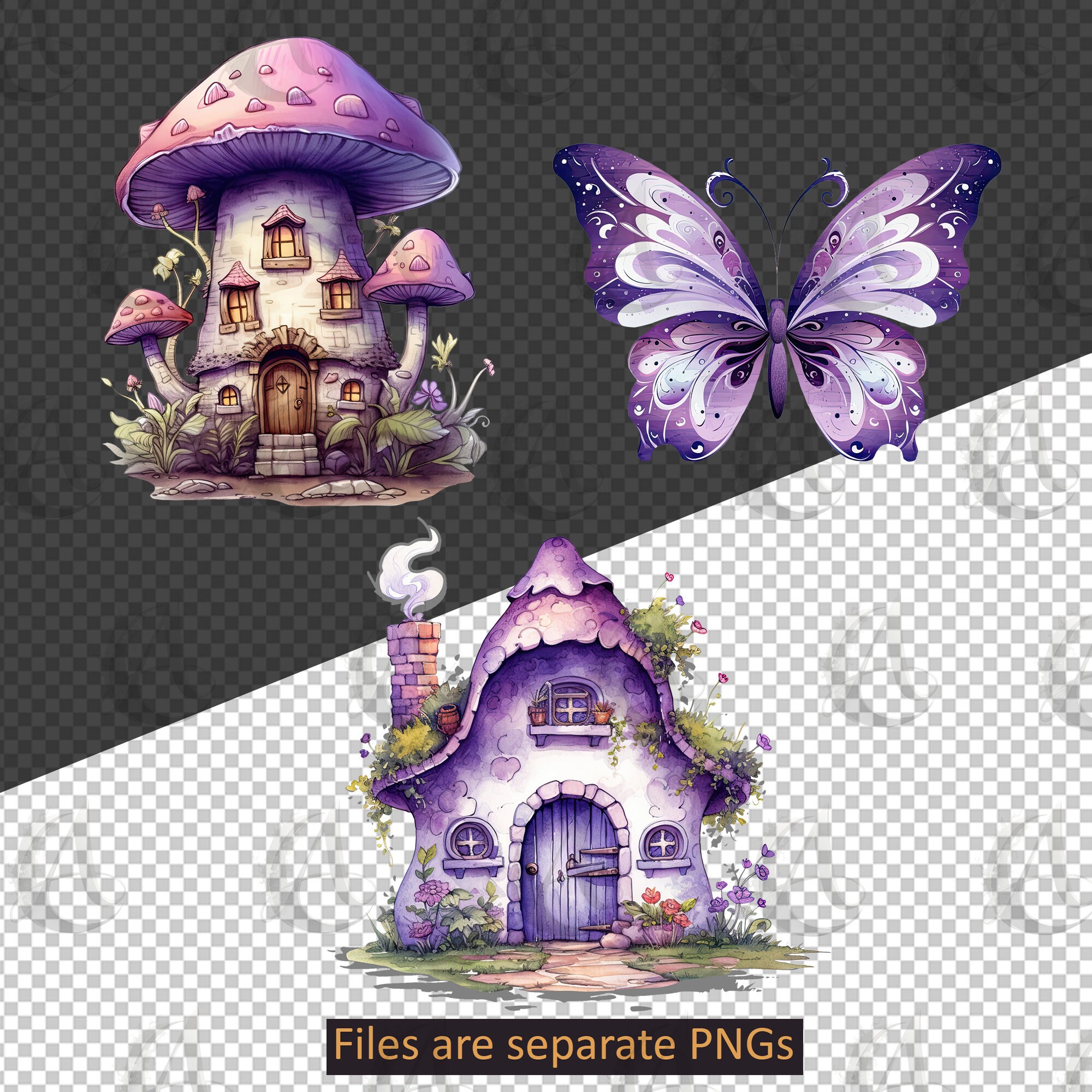 Purple Fairy Collections Clipart Set - PNG Instant Download Commercial ...