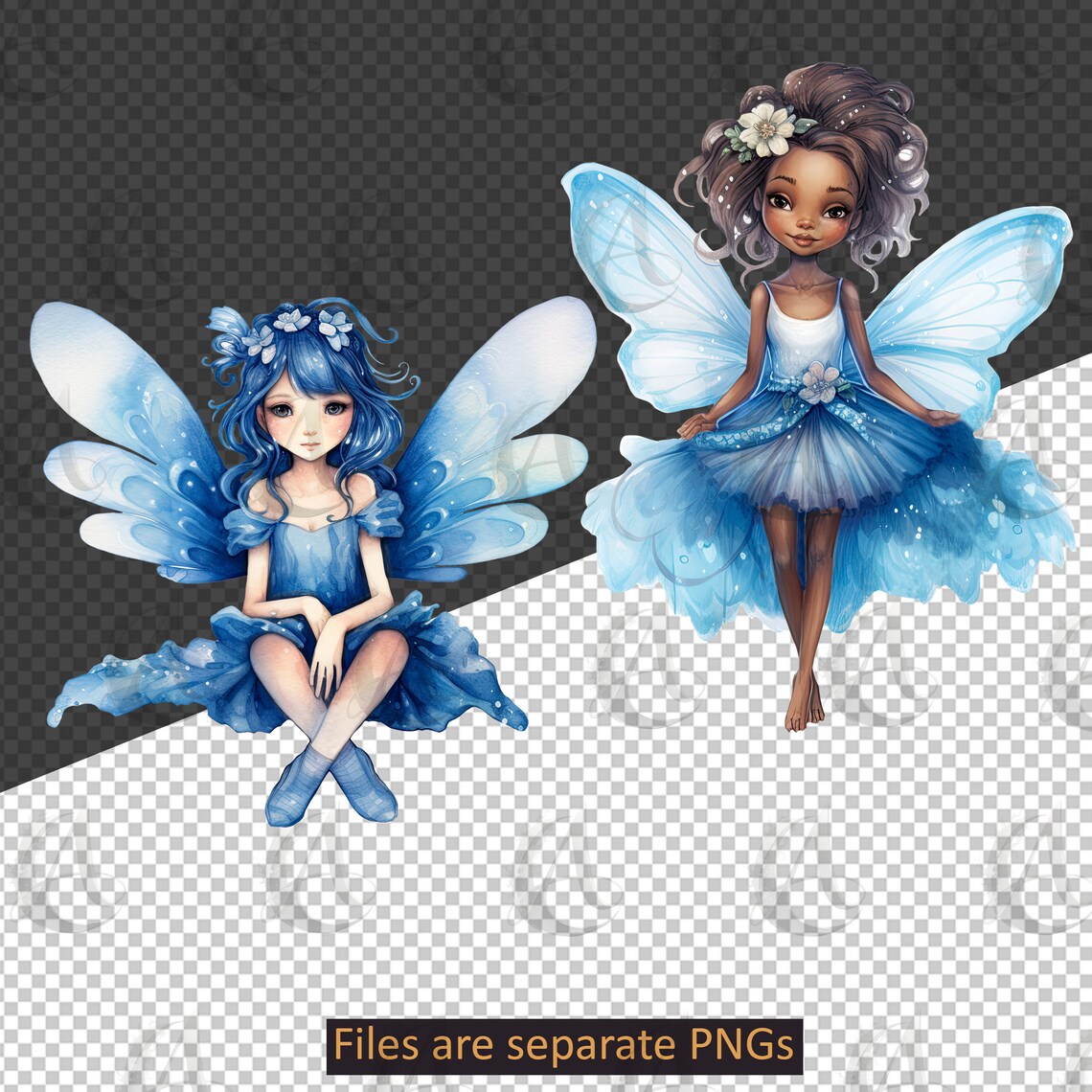 Blue Fairy Collections Clipart Set - PNG Instant Download Commercial ...
