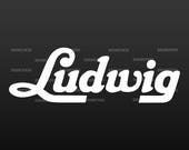 Ludwig script 6.5 quot drums logo replacement for Bass Drum head - Die Cut - no background