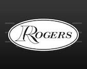 Rogers quot oval quot logo replacement for Bass Drum head - Die Cut - no background
