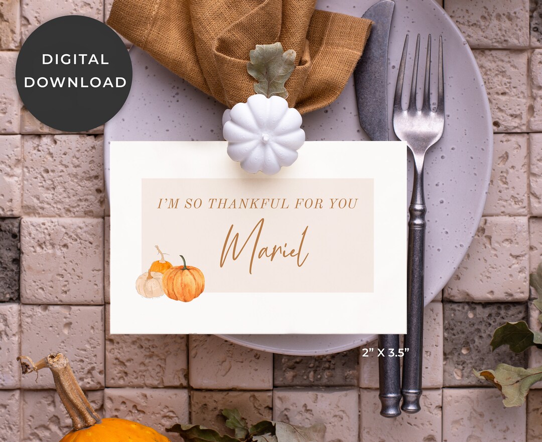 Thanksgiving Place Cards Template / Name Cards Template / - Etsy