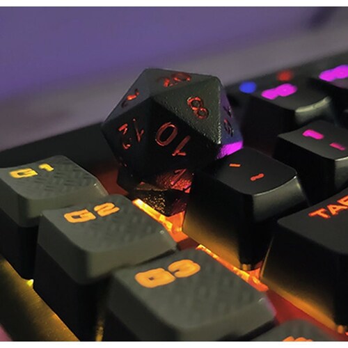 D20 Dice DnD Inspired Artisan Backlit Keycap - Mechanical Gaming Keyboard - Handmade Resin Casting OEM Keycap R4 - Cherry MX