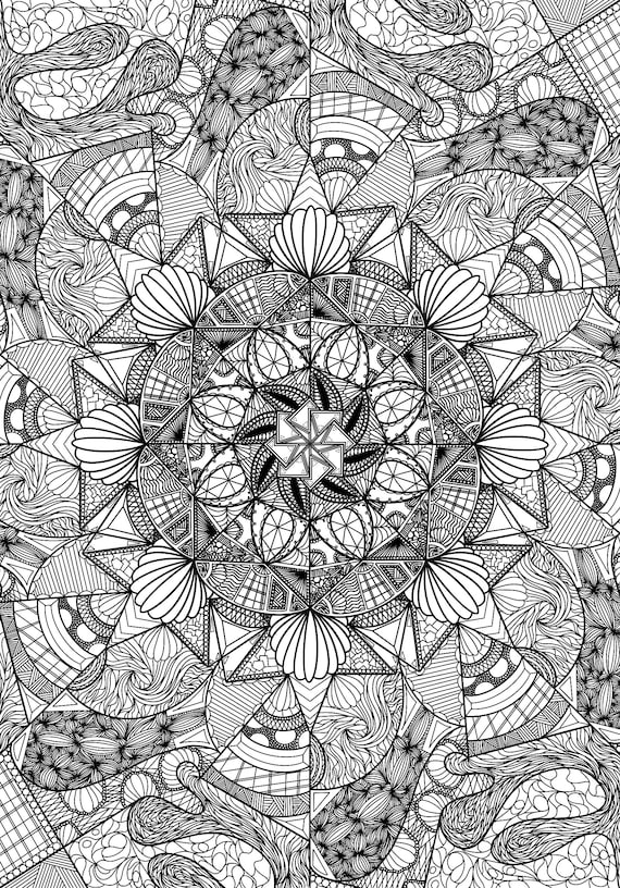 Kaleidoscope Coloring Page | Etsy