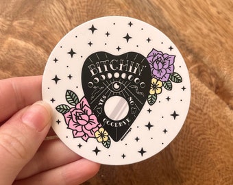 Bitchin ouija planchette American traditional style circle sticker