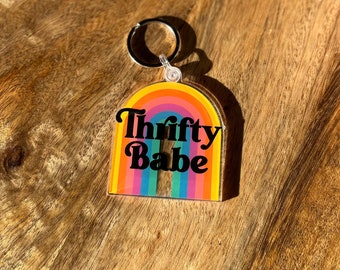 Thrifty Babe rainbow acrylic keychain