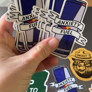 Anxiety fuel Red Bull transparent clear vinyl sticker image 3