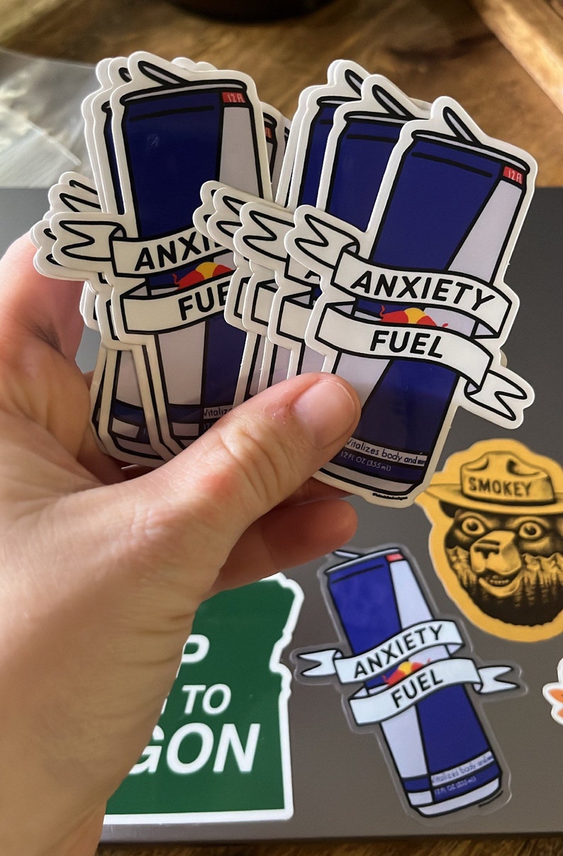 Anxiety fuel Red Bull transparent clear vinyl sticker image 3