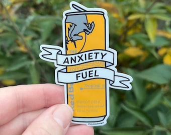 Anxiety fuel Tropical yellow can Red Bull transparent clear vinyl sticker