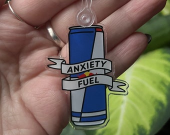 Anxiety fuel Red Bull acrylic keychain