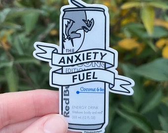 Anxiety fuel Coconut & Berry Red Bull transparent clear vinyl sticker