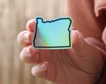 Oregon holographic sticker, OR state, vinyl sticker, holographic vinyl, beaver state, 541, 503, state stickers, pnw