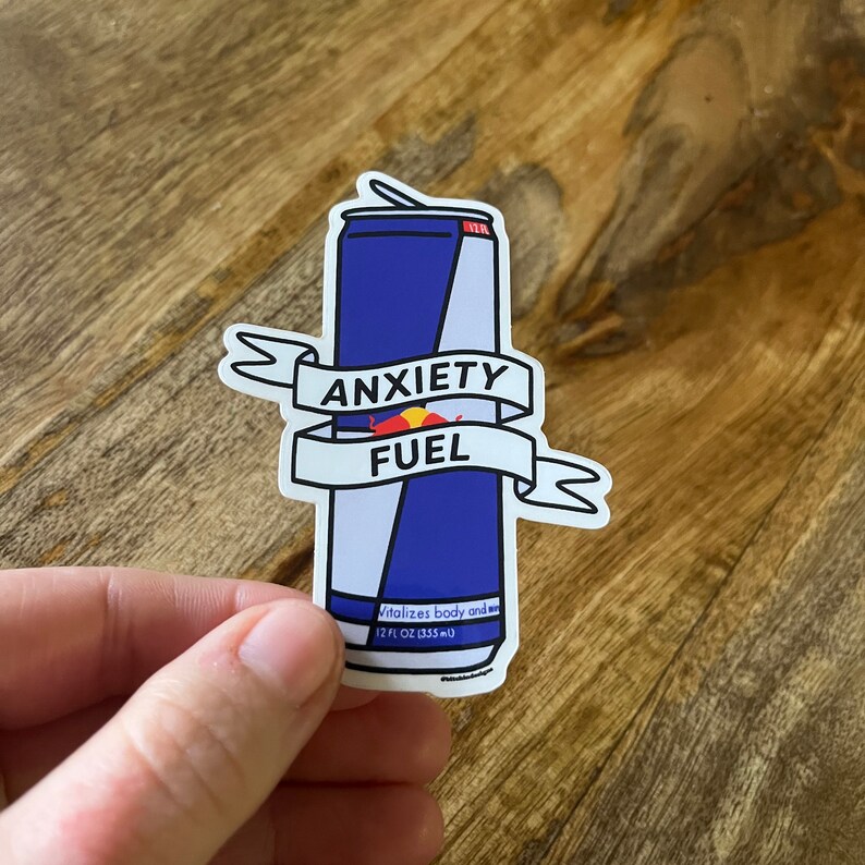 Anxiety fuel Red Bull transparent clear vinyl sticker image 2