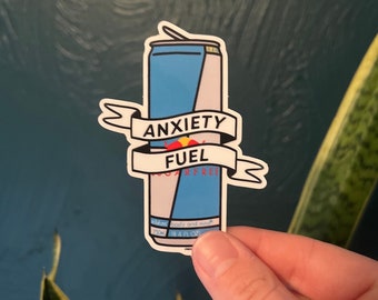 Anxiety fuel Sugar Free Red Bull transparent clear vinyl sticker