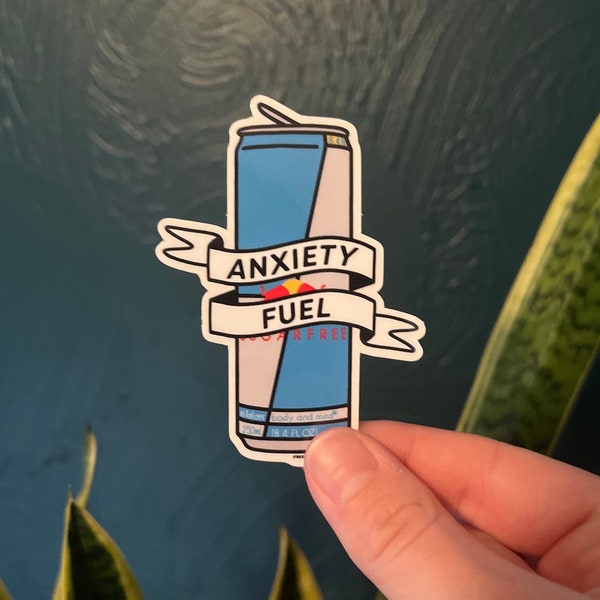 Anxiety fuel Sugar Free Red Bull transparent clear vinyl sticker