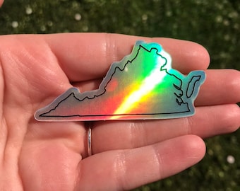 Holographic Virginia state sticker, vinyl rainbow sticker