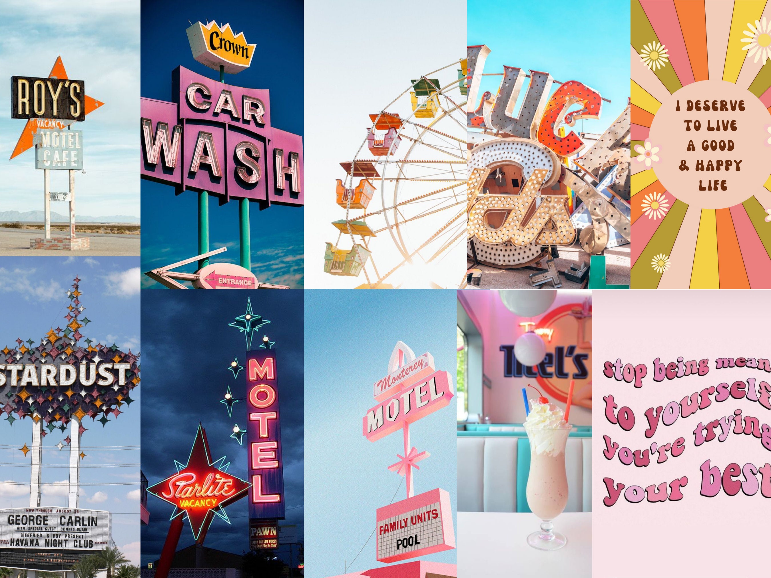 Retro Vintage Wall Collage Kit , Vintage Room Decor , Retro Aesthetic