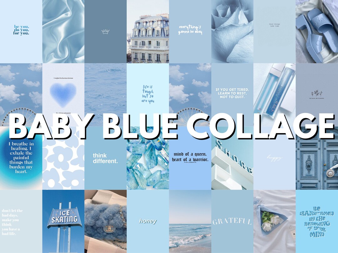 Baby Blue Wall Collage Kit , Light Blue Wall Collage Kit , Baby Blue
