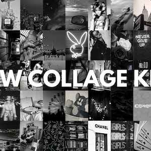 Zwart-wit esthetische muur Collage Kit luxe esthetische zwarte muur collage kit, zwarte muur collage, donkere esthetische collage kit (DIGITAAL)