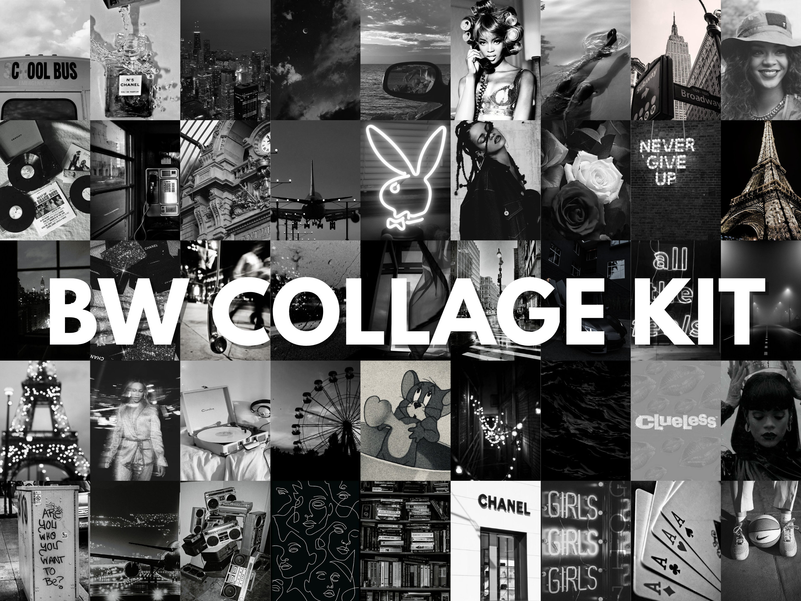 Black and White Aesthetic Wall Collage Kit Luxury Aesthetic Black Wall