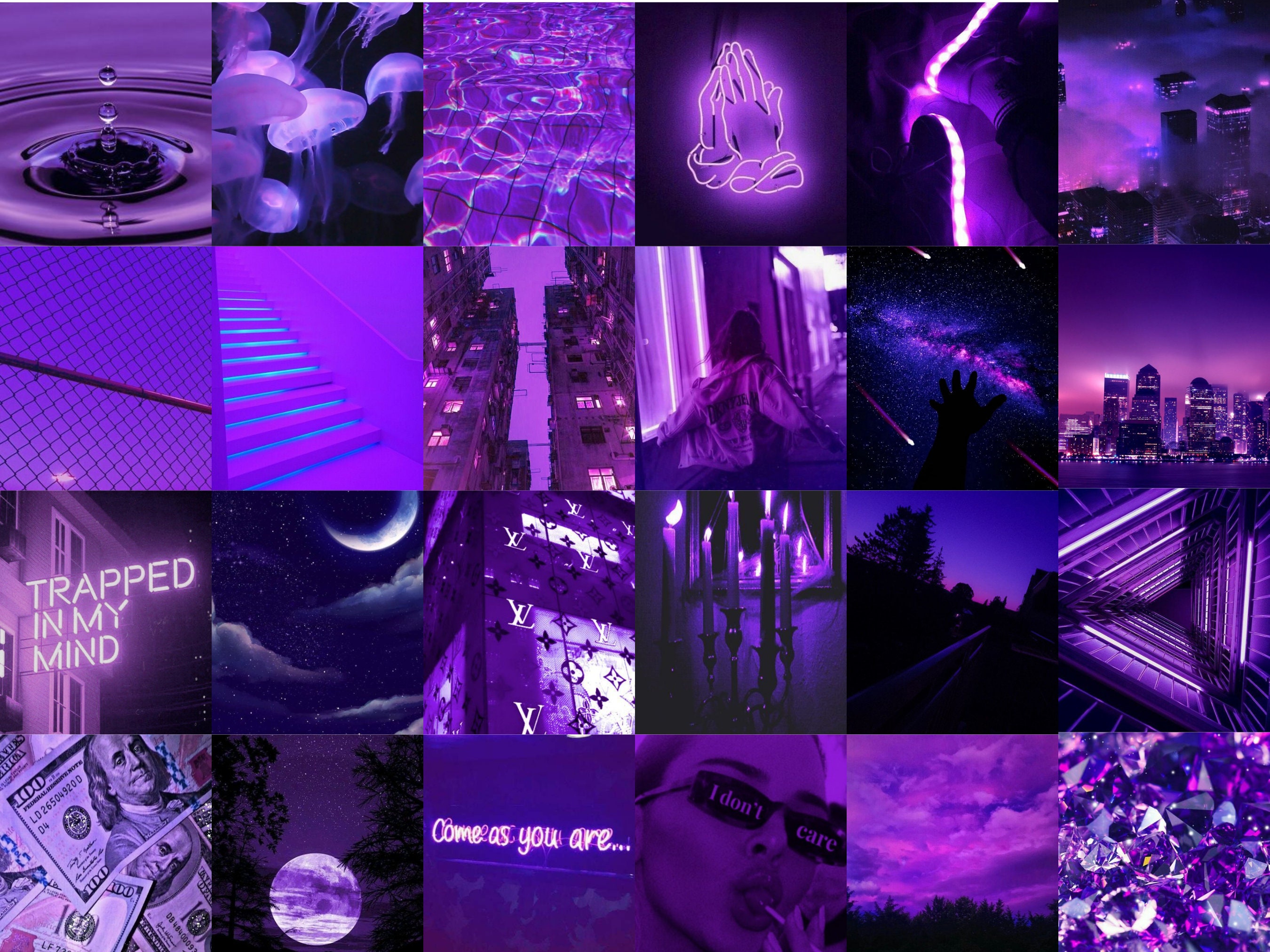Purple Wall Collage Kit Dark Purple Collage Kit Neon - Etsy