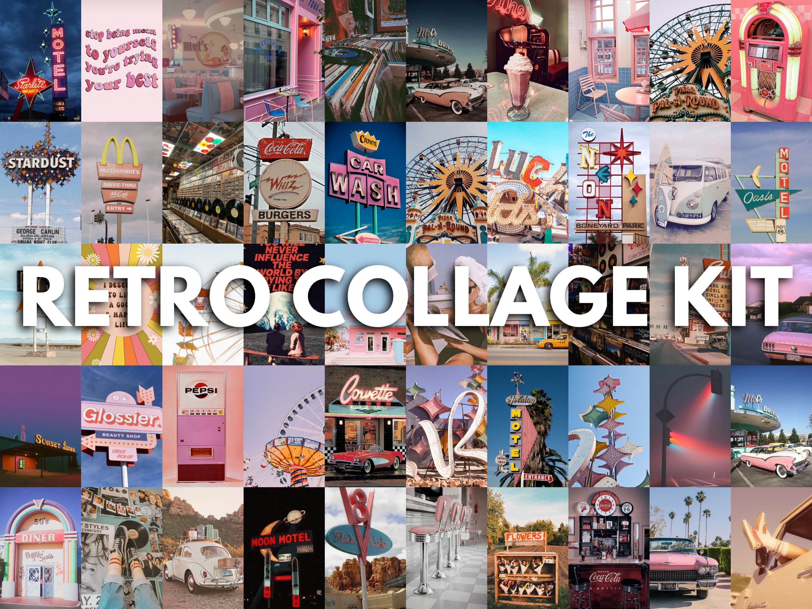 Retro Vintage Wall Collage Kit , Vintage Room Decor , Retro Aesthetic ...