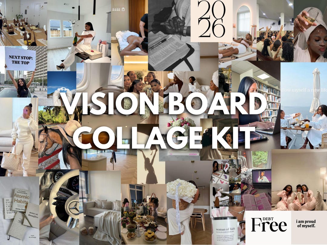 2026 Vision Board Kit Printable | 75 Aesthetic Vision Board Images ...