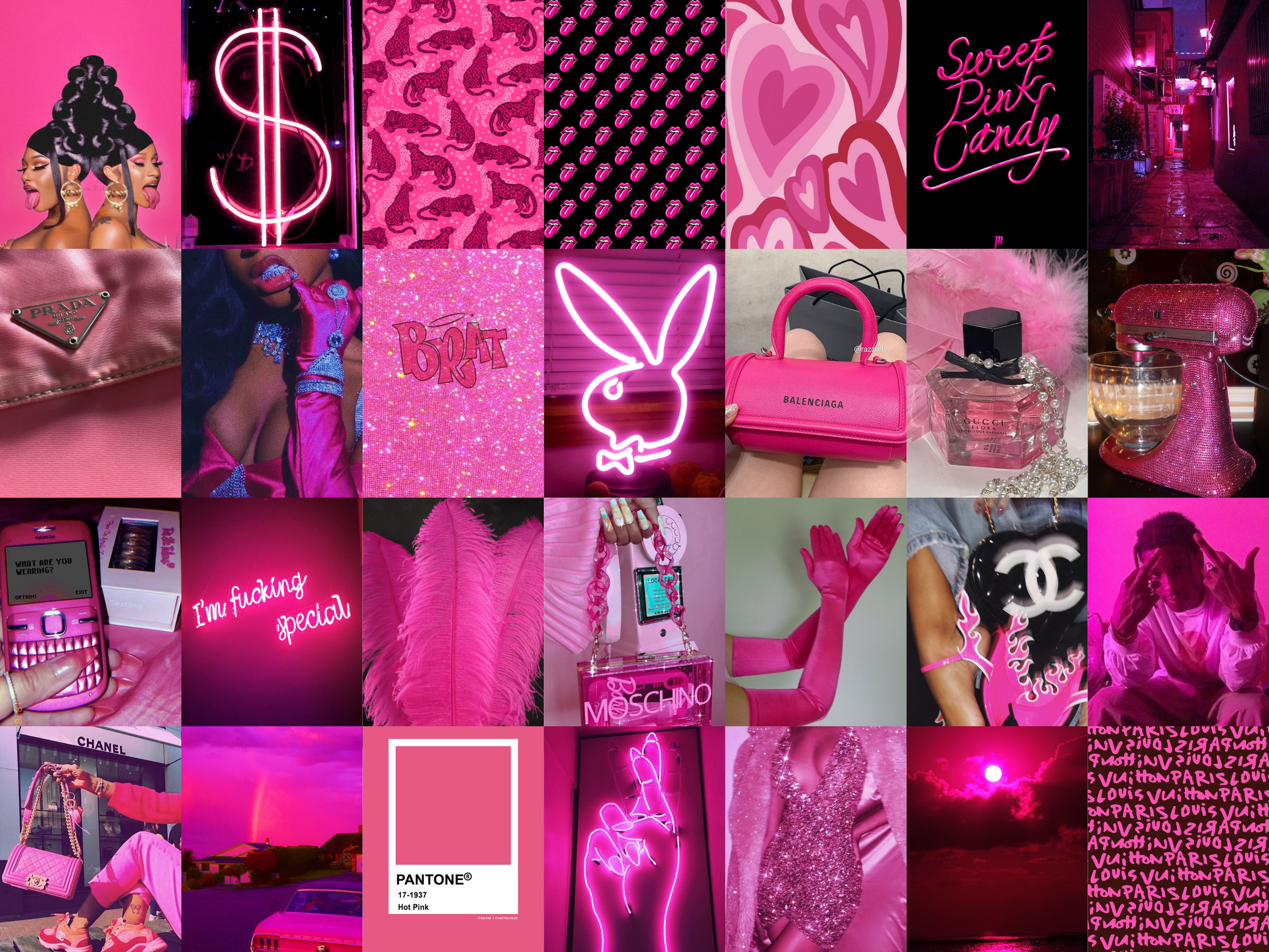 Hot Pink Wall Collage Kit Pink Aesthetic Collage Kit Hot - Etsy Canada