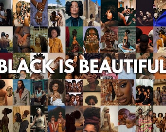 Kit de collage estético "El negro es hermoso": 70 fotos de arte mural (descarga digital)