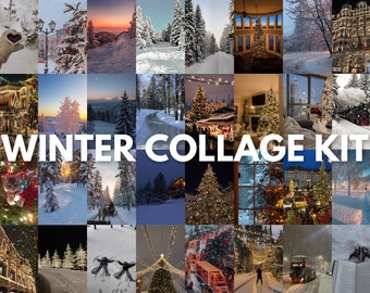 100 DIGITAL Winter Christmas Aesthetic Wall Collage, Aesthetic Collage, Wall Collage, Christmas Gift, Winter Aesthetic, Christmas Room Decor