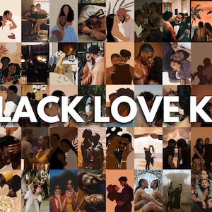 Black Love Collage Kit , Schwarzes Paar Kunst , Schwarze Wandkunst , Paar Ästhetik , Melanin Collage Kit , Ästhetische Collage Kit 85 STK (DIGITAL)