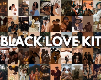Kit de collage Amor Negro, Arte de pareja de melanina (85 piezas) (Digital)