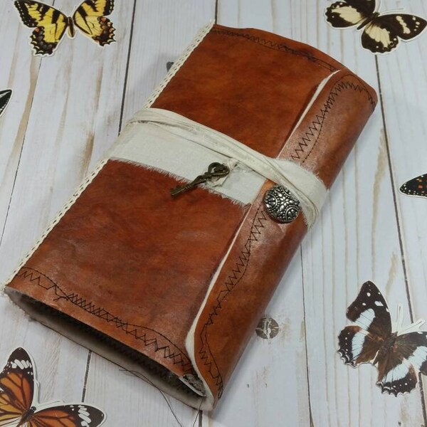 Junk Journal; Field Journal; Softcover Faux Leather; Nature Botanical Vintage Style; Embellished; Notebook; Handmade; Gift;