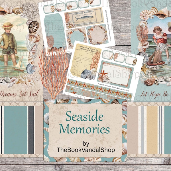Seaside Memories: Digital Journal Kit Including Pages, Ephemera, & Embellishments; Printable Junk Journal Kit by The Book Vandal Shop