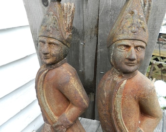 Pair Of HESSIAN  SOLDIER Figural ANDIRONS/Cast Iron