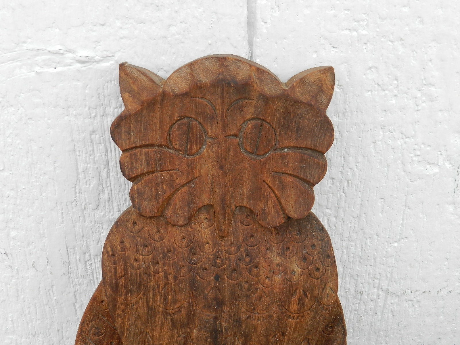 Primitive FLYING OWL WOOD Figurine/Wings Move!!