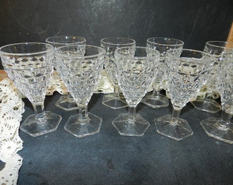 Set of Five 2 oz. CORDIAL PEDESTAL FOSTORIA/Cubist Pattern/Excellent/ 4.5" tall