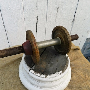 Ancienne plaque de poids standard 10 lb pour barbell de billard en fonte