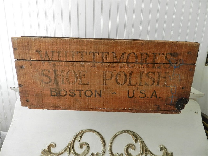 ANTIQUE STORAGE Box/whitemores Shoe Polish Boston USA Etsy