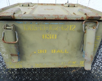 Vintage, Vietnam War, U.S. Army, Green, Metal, Artillery, Ammo Box