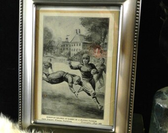 GARRY GRAYS0N'S WiNNING T0UCHDOWN/FR0M FR0NTISPIECE ( PaGE 143) FrAMED ART/1930's by Walter Rogers