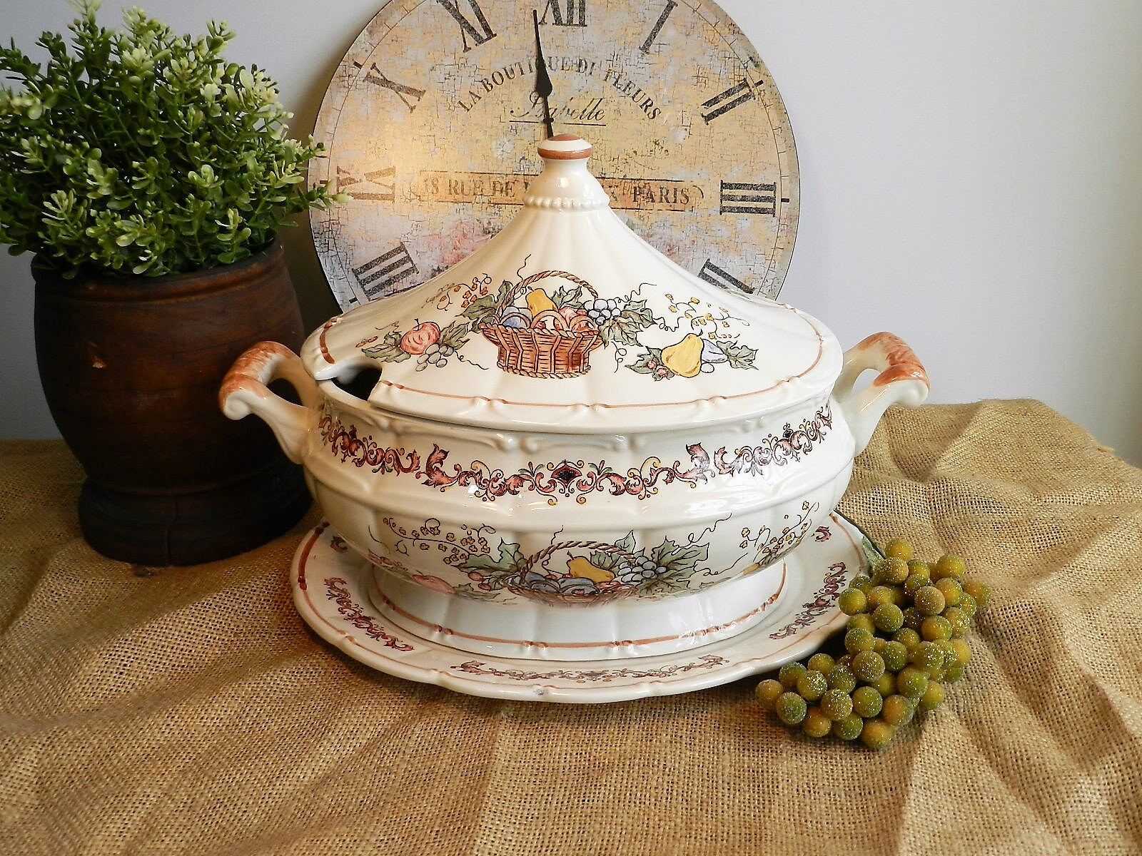 soupière vintage transferware/sans louche