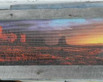 RUSTiC WaLL ART/FRAMED S0UTHWESTERN DESERT LANDSCApE PuZZLE/44' x 18" x 1"