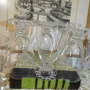3 Sets of 3 Anchor Hocking BOOPIE 5 1/2" Water Goblet, 8oz Berwick Ball Pattern, Vintage Wine Glasses, MCM Barware, Crystal Stemware