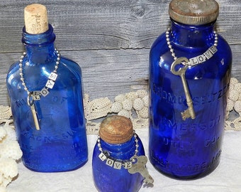 VINTAGE BLUE BOTTLE Trio