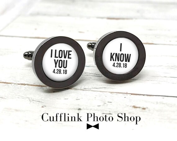 Star War wedding cufflink, personalized I love you I know cufflinks with your custom wedding date
