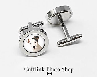 Custom pet photo cufflinks, personalized dog lover gift